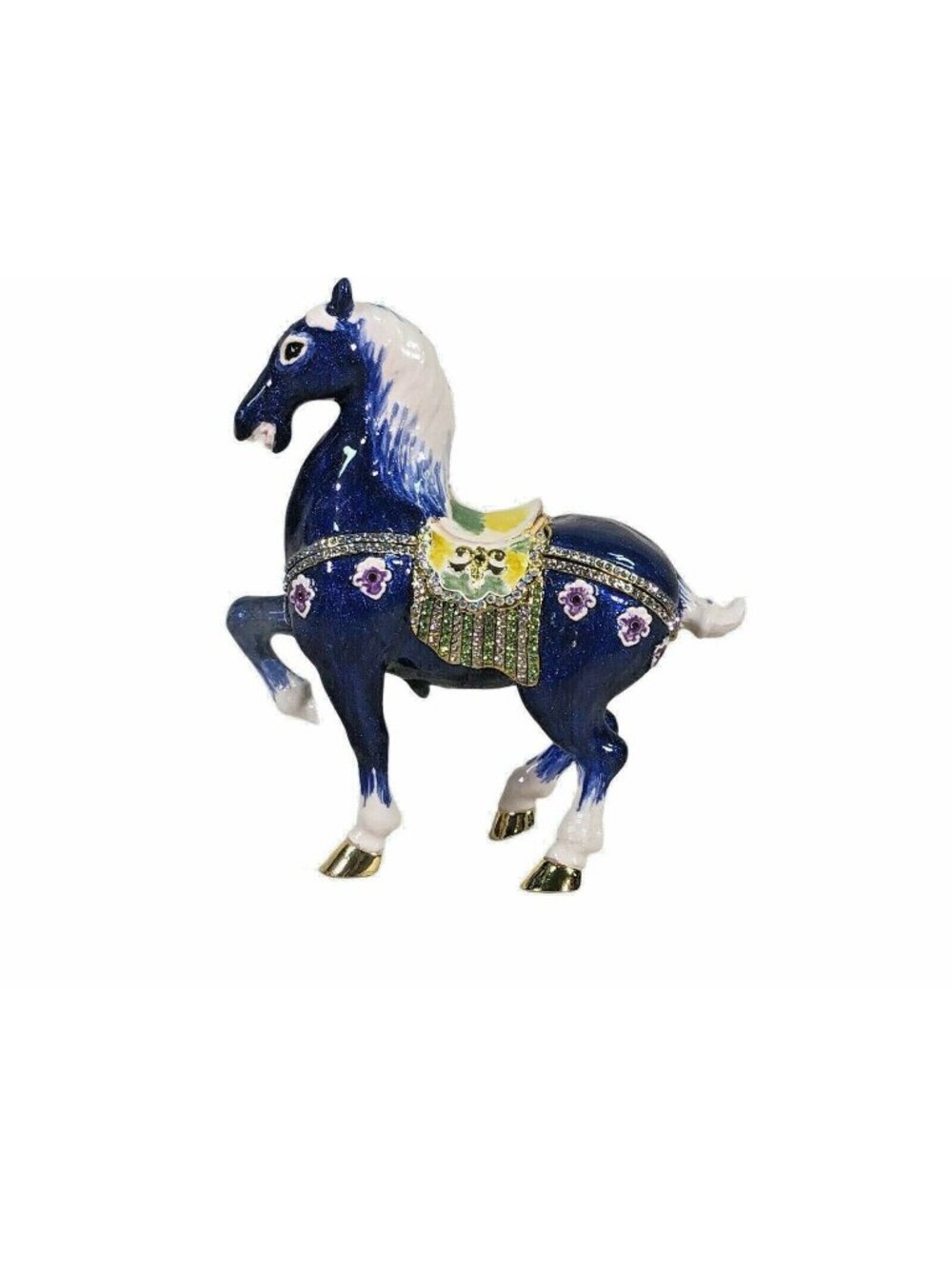 vtg CLOISONNE horse equine Asian 6'x5' trinket box for jewelry pills first teeth